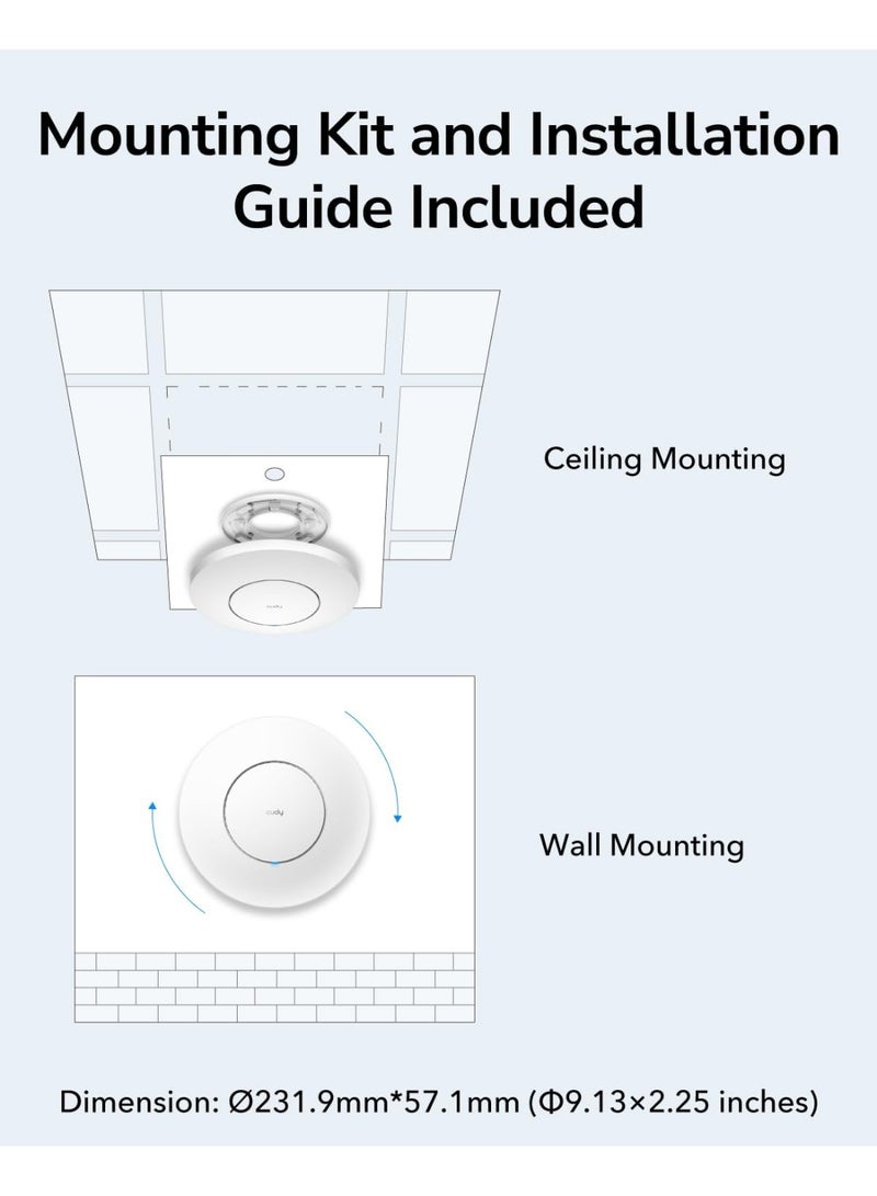 Cudy AX3000 2.5G WiFi 6 Wireless Access Point, 2.5Gbps RJ45, Business WiFi Solution w/Mesh Support, Seamless Roaming & MU-MIMO, PoE or DC Powered, 12V DC Power Adapter included, AP3000 - Image 5