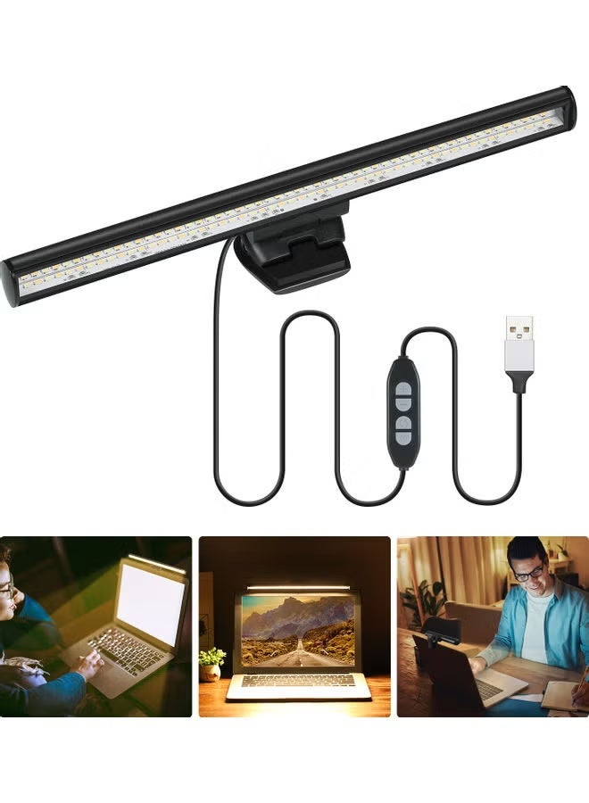 Tomshine Laptop Screen Aluminium Light Bar LED Desktop Table Lamp Eye Protection Reading Lamp LED Light Dimmable USB Desk Lamps Yellow 260x22mm - Image 2