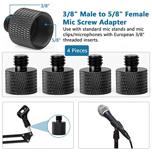 ChromLives Mic Stand Adapter 3/8 Female to 5/8 Male Microphone Stand Adapter and 5/8 Female to 3/8 Male Mic Thread Adapter for Blue Yeti Snowball Boom Arm Mic Stand Mount to Tripod, Combo 8 Pack by ChromLives - Image 3