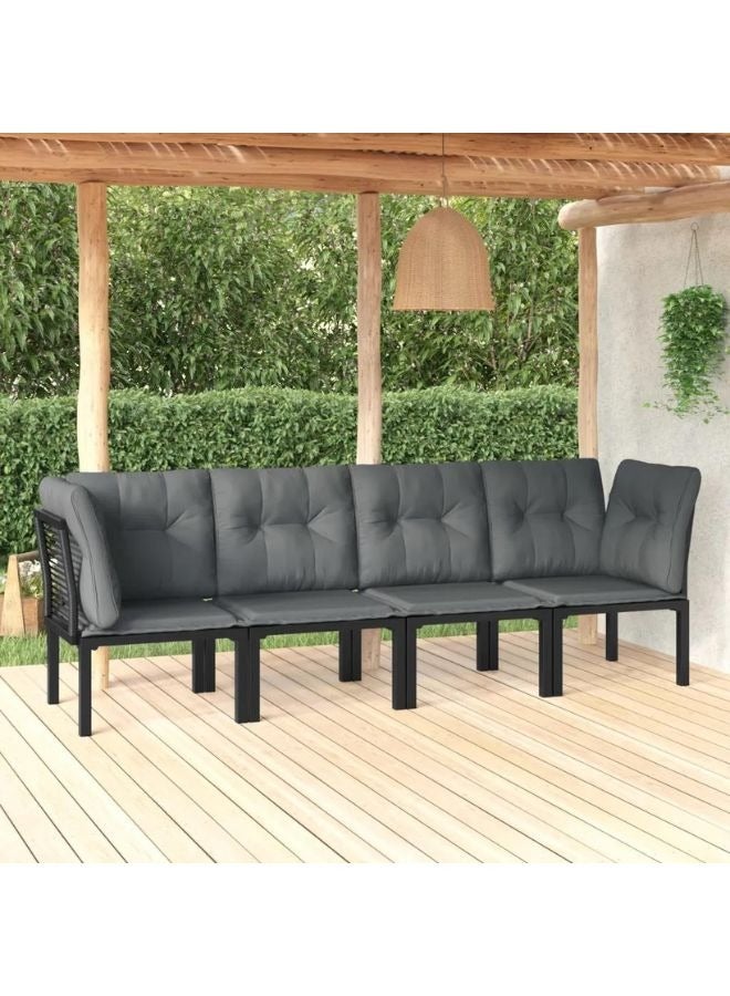 vidaxl vidaXL 4 Piece Garden Lounge Set Black and Grey Poly Rattan  - Image 1