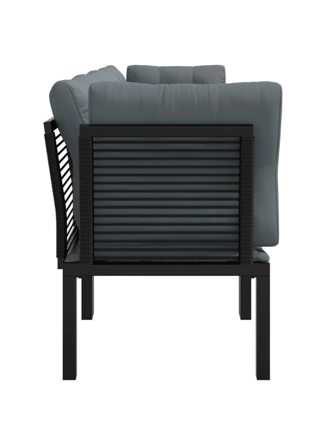 vidaxl vidaXL 4 Piece Garden Lounge Set Black and Grey Poly Rattan  - Image 2