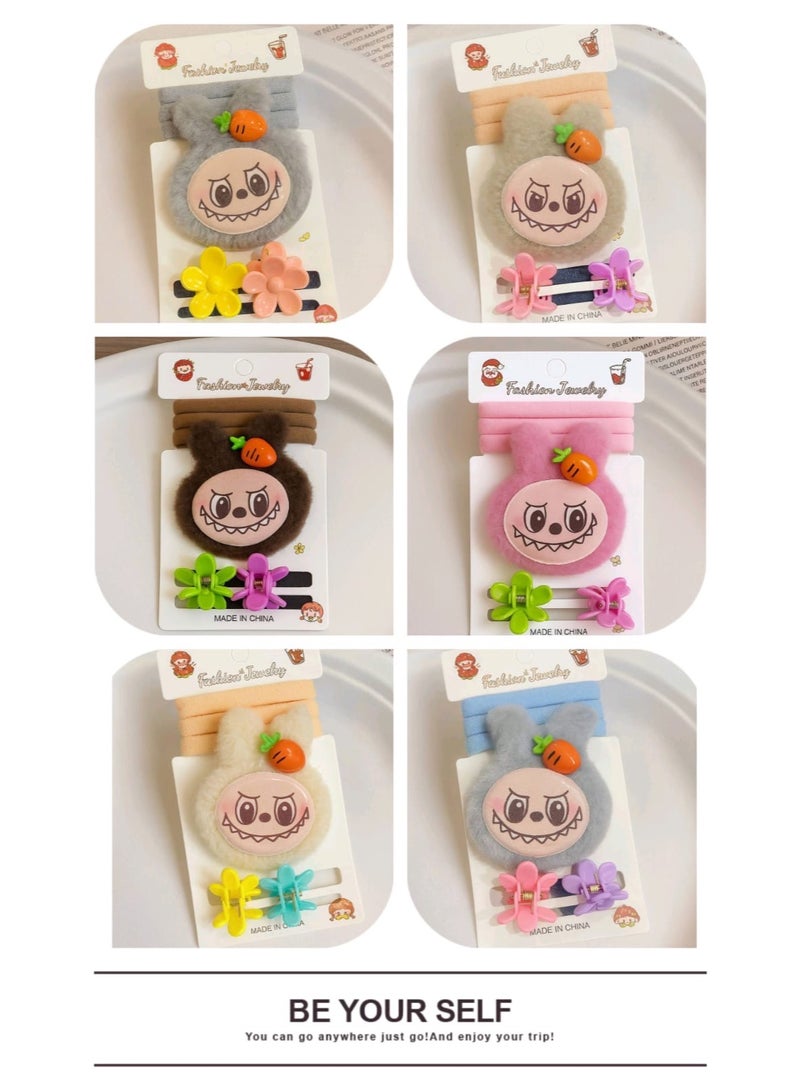 Children's hair clips with a cute cartoon design, set of 6 pieces. - Image 1