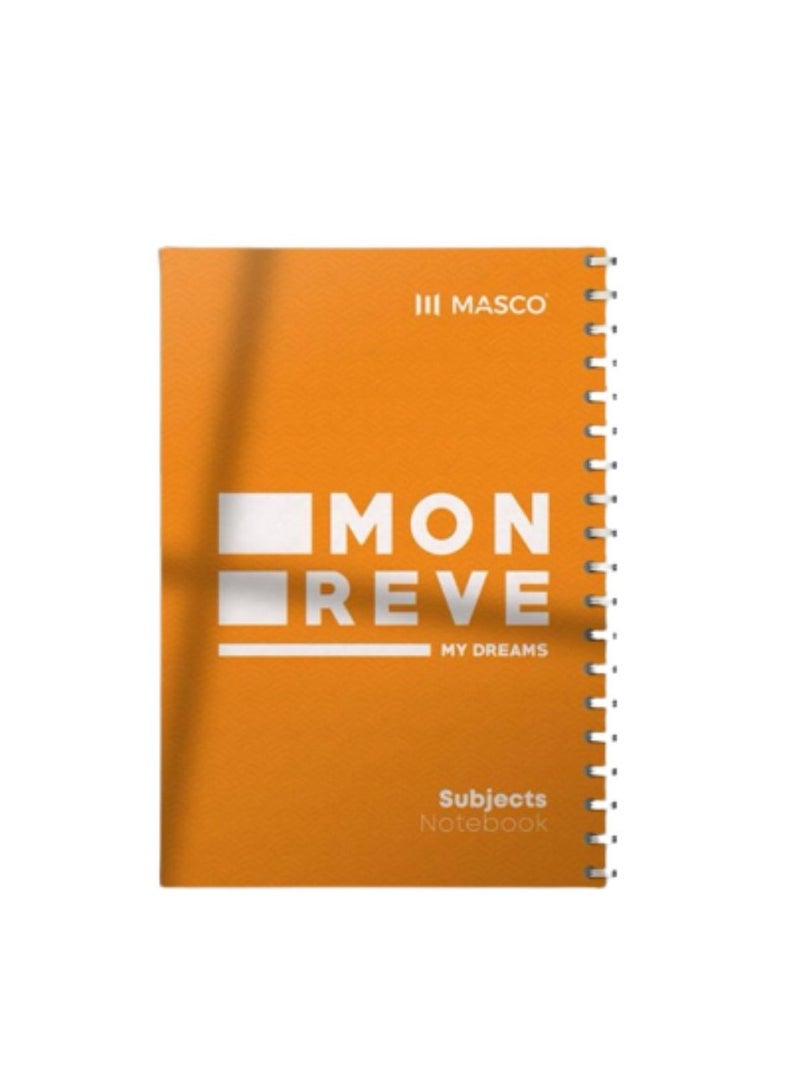 A4 Size 200 Page Spiral Single Line Notebook Suitable for 5 Subjects, Orange