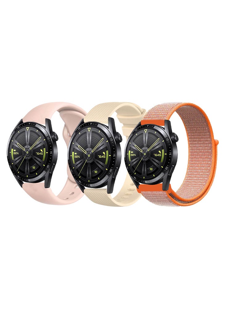 Perfii 3pcs Watchband Bundle Compatible with all Samsung, Huawei, Amazfit, Fitbit and Honor with 22mm band size - Image 1