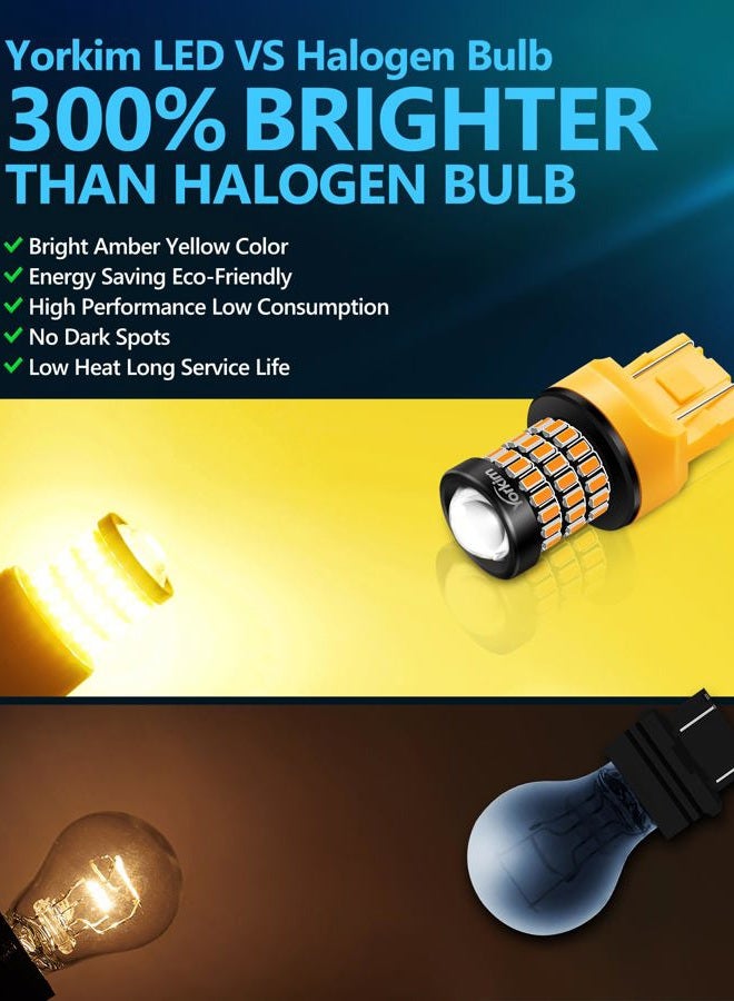 Yorkim 7440 Led Bulb Amber 7443 Led Bulb Amber, Ultra Bright T20 Led 7440a Led Bulb W21W Led Bulb Amber for Backup Reverse Light, Break Light, Tail Light, Turn Signal Light Pack of 2 - Amber - Image 2