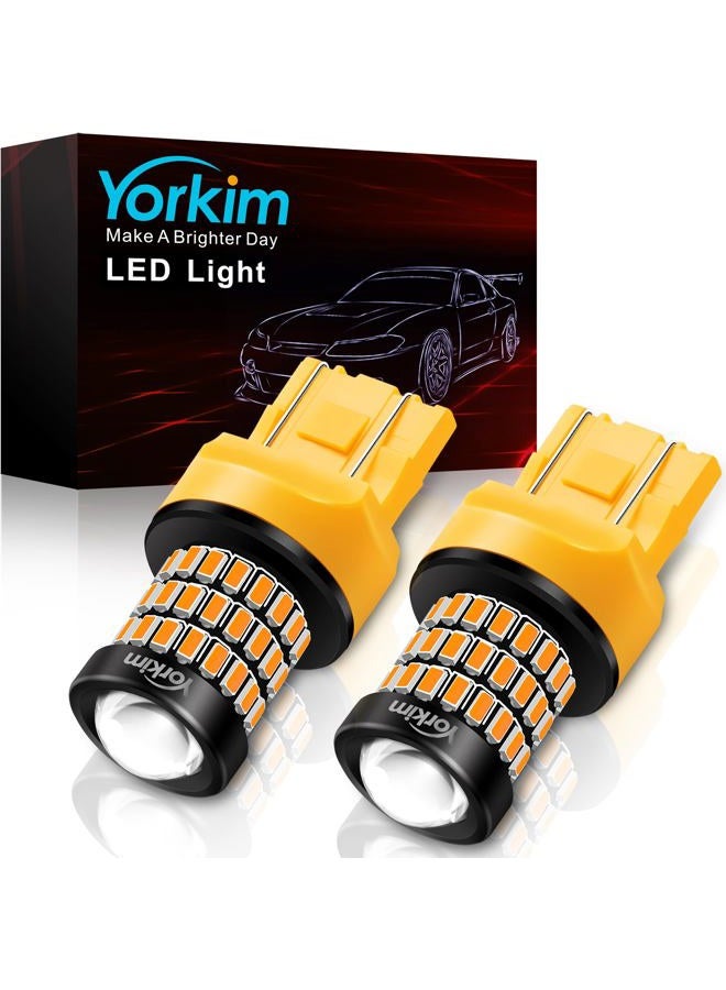 Yorkim 7440 Led Bulb Amber 7443 Led Bulb Amber, Ultra Bright T20 Led 7440a Led Bulb W21W Led Bulb Amber for Backup Reverse Light, Break Light, Tail Light, Turn Signal Light Pack of 2 - Amber - Image 1
