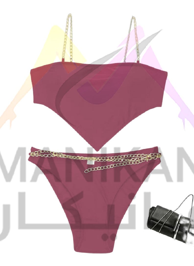 Ward - Women's Two-Piece Lingerie Set Decorated with Chains - Image 1