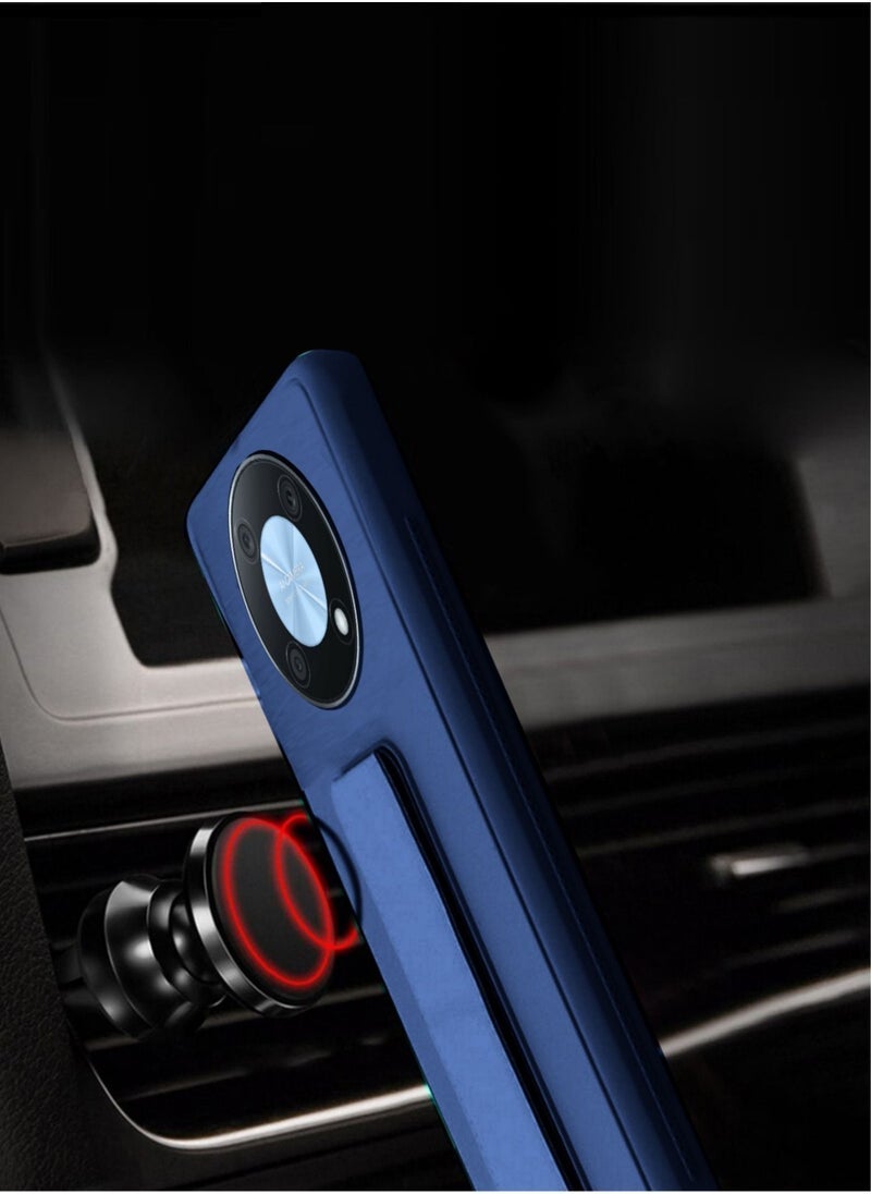 TIGER Premium Hand Grip Magnetic Case Cover for Huawei Nova Y90 – Shockproof Hybrid Bumper with 360° Rotating Ring Kickstand, Magnetic Car Mount Support, Anti-Fingerprint Protection – Navy Blue - Image 3
