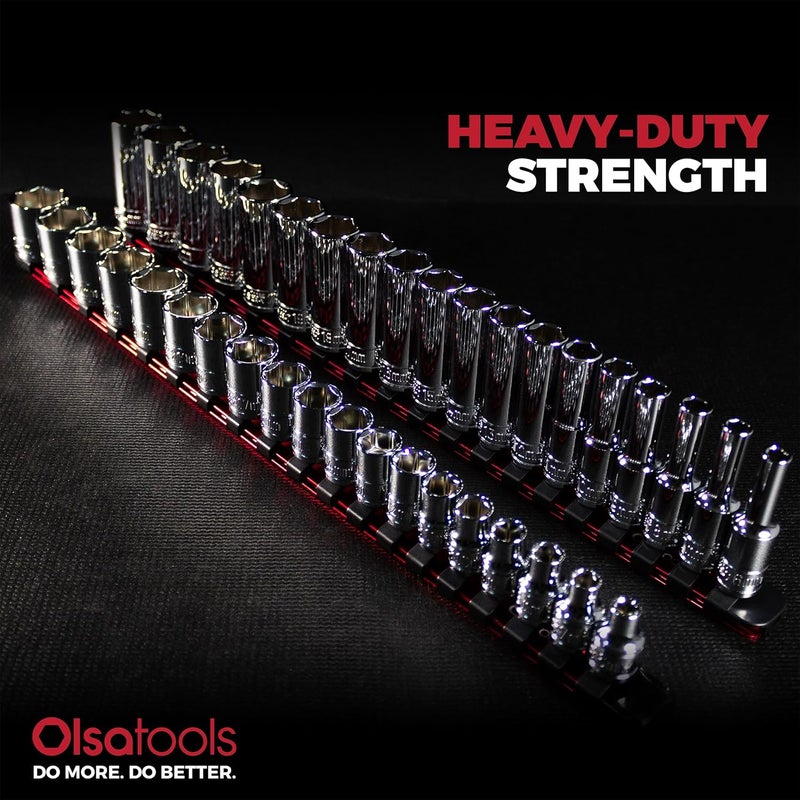 Olsa Tools Metric Shallow Socket Set - 3/8-Inch Drive, 19pc - 6-Point Chrome Sockets from 6mm–24mm and No Skipped Sizes - Mechanic Shallow Metric Socket Set - Professional Grade Sockets - Part: 1328 - Image 4
