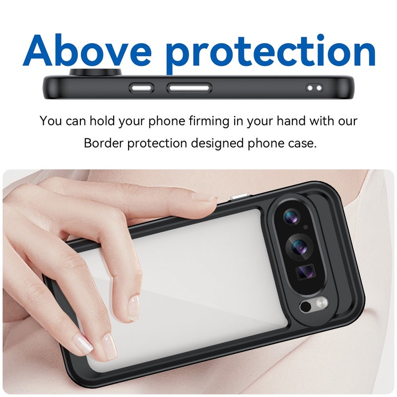 HuHa Protective Cover For Google Pixel 9 Colorful Series Acrylic Hybrid TPU Phone Case(Black) - Image 4