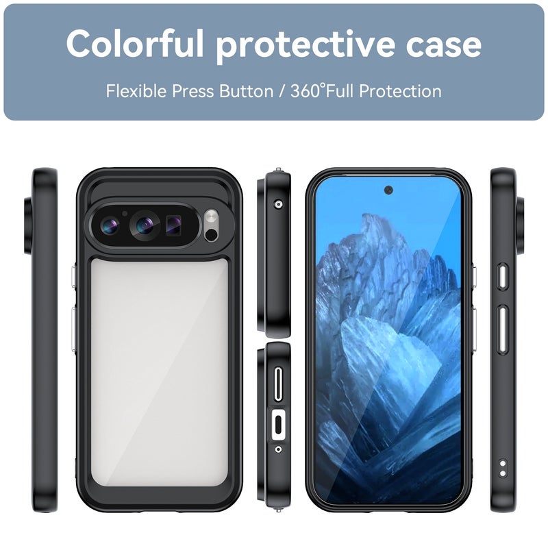 HuHa Protective Cover For Google Pixel 9 Colorful Series Acrylic Hybrid TPU Phone Case(Black) - Image 2