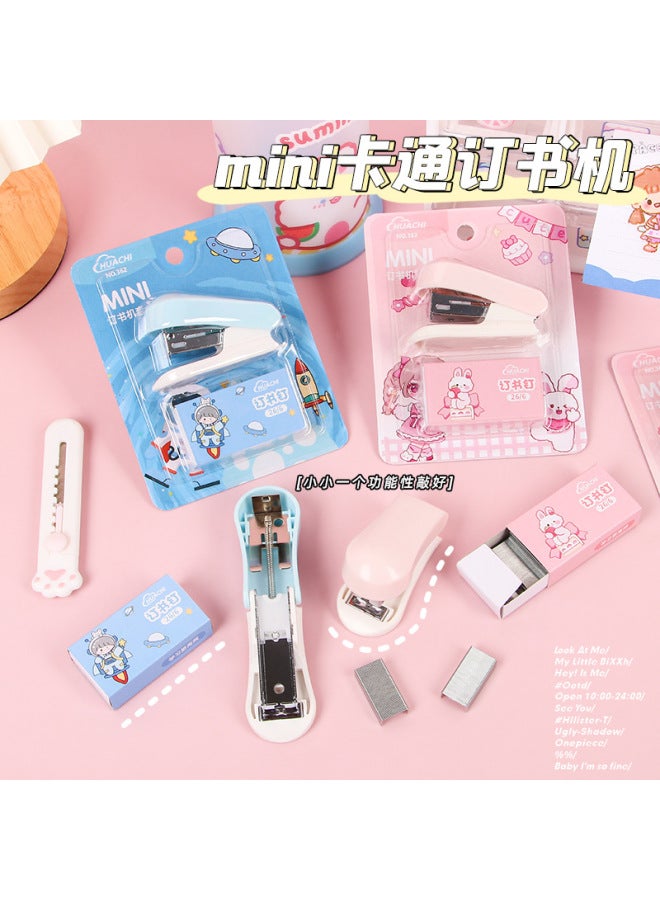 HELPS Cartoon Stapler Mini Small Set Cute Student Stationery Multifunctional Stapler Nailing Test Paper Stapler - Image 3