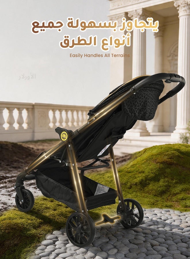 الأورلار عربة أطفال خفيفة وصغيرة الحجم للسفر، طي بيد واحدة، استلقاء 175° لعربة مواليد ٠–٣٦ شهر، عجلات ممتصة للصدمات، مظلة كبيرة، صينية وحامل أكواب قابلان للإزالة، عربية اطفال خفيفه قابله للطي - Image 4