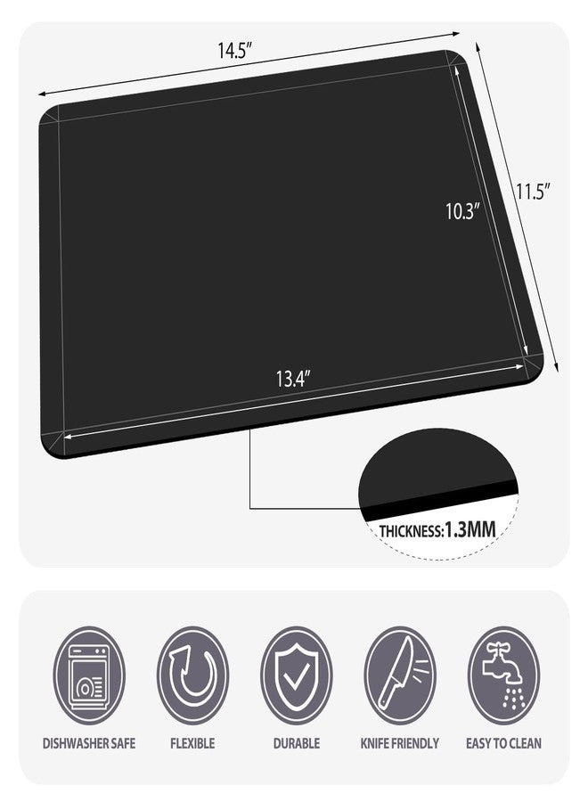 WK Flexible Plastic Cutting Boards for Kitchen, Foldable Cutting Board Mats with Juice Grooves, Non Slip Cutting Boards for Meat, Dishwasher Safe, BPA Free, Black - Image 4