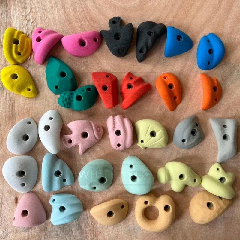 White Tech Premium Rock Climbing Holds (12 Pack) Multi Size for Kids, Adult Rock Wall Holds Climbing Rock Wall Grips for Indoor and Outdoor Playground Play Set (Designed in Germany) - Image 1