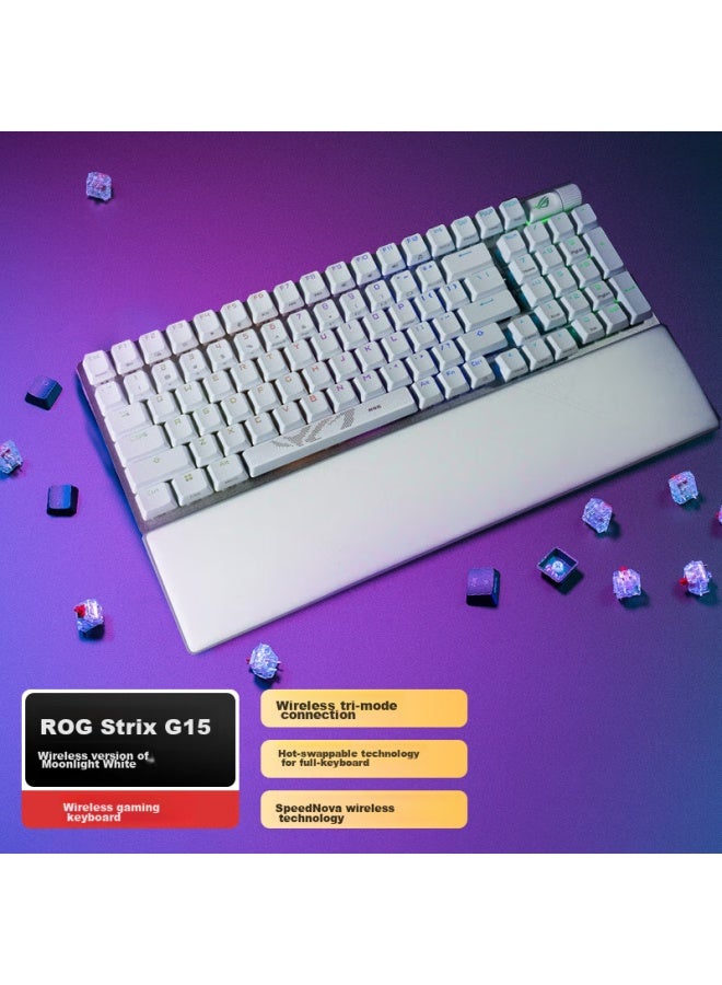 Rog Ranger 2 98 Wireless Mechanical Keyboard, Bluetooth Tri-mode Gaming Keyboard, 96-key Layout, Nx Snow White Switches, Rgb, Hot-swappable Customizable, Pbt Version, Moonlight White - Image 1