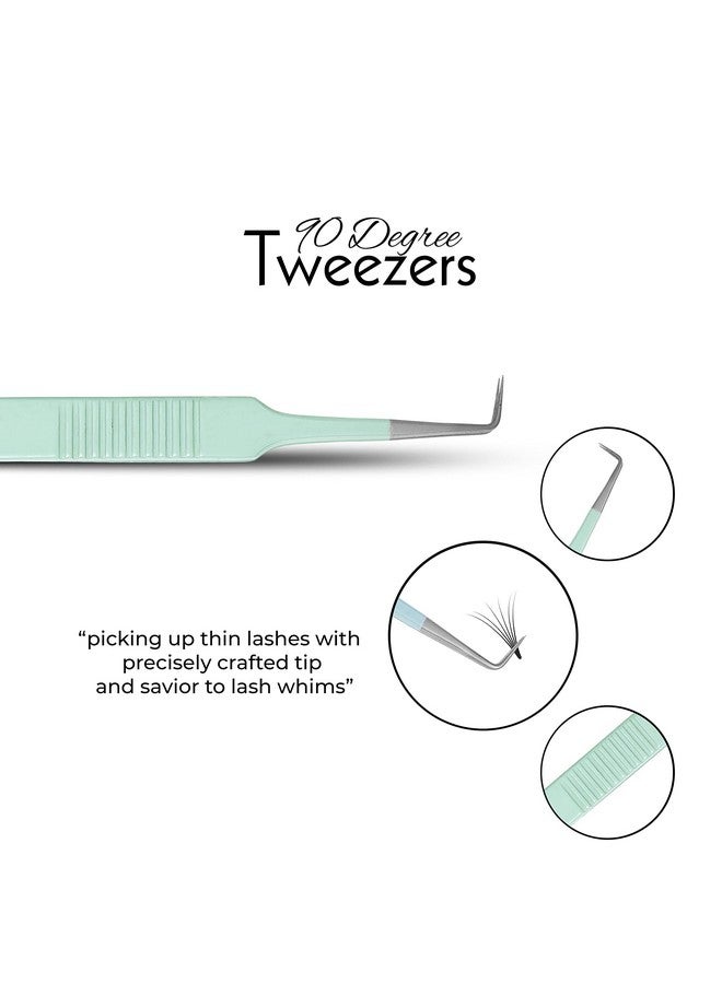 SIVOTE Lash Tweezers For Eyelash Extensions Fiber Tipsset Of 3Volumevolume Boot90 Degree Tweezerspastel Colors - Image 5