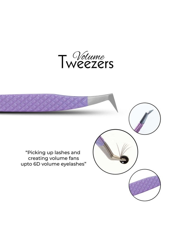 SIVOTE Lash Tweezers For Eyelash Extensions Fiber Tipsset Of 3Volumevolume Boot90 Degree Tweezerspastel Colors - Image 3
