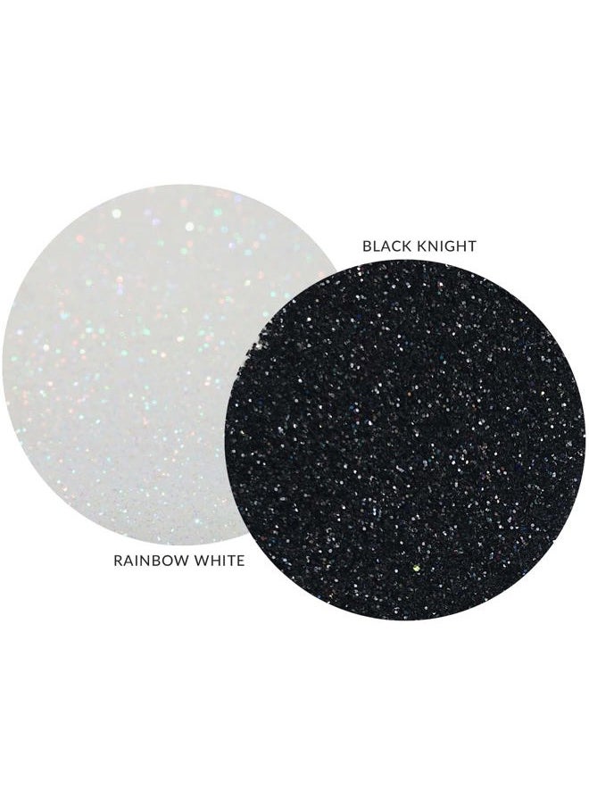MARBLERS Cosmetic Grade Fine Glitter Duo [Black Knight & Rainbow White] 0.36oz (10g) | Non-Toxic | Vegan | Cruelty-Free | Eyeshadow, Nail Polish, Nail Art | Festival, Rave & Party Makeup | Body & Face  - Image 2