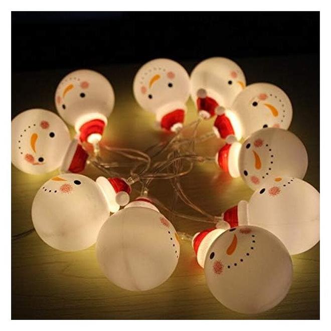 20 LED Snowman String Light Warm White Fairy Lights for Gardens Home Wedding Xmas Party Indoor Outdoor Decoration, Battery Operated - Image 1