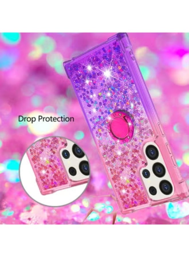 AROAQ For Samsung Galaxy S24 Ultra  Clear Case Glitter for Girls Women, Liquid Sparkle Bling Cute Case with Kickstand Gradient Quicksand Cover for Samsung Galaxy S24 Ultra - Image 2