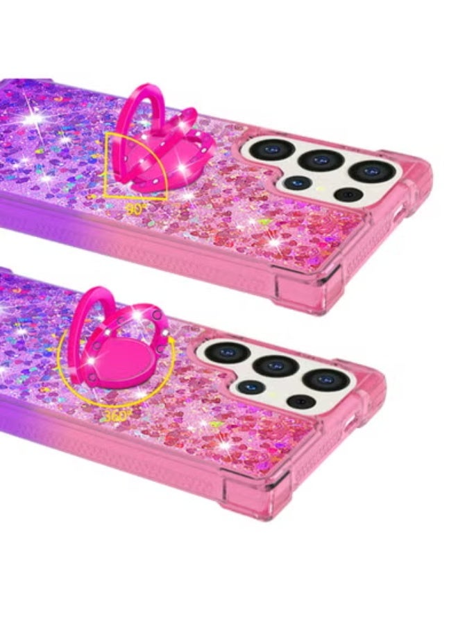 AROAQ For Samsung Galaxy S24 Ultra  Clear Case Glitter for Girls Women, Liquid Sparkle Bling Cute Case with Kickstand Gradient Quicksand Cover for Samsung Galaxy S24 Ultra - Image 3