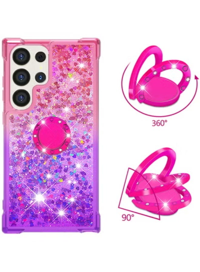 AROAQ For Samsung Galaxy S24 Ultra  Clear Case Glitter for Girls Women, Liquid Sparkle Bling Cute Case with Kickstand Gradient Quicksand Cover for Samsung Galaxy S24 Ultra - Image 1