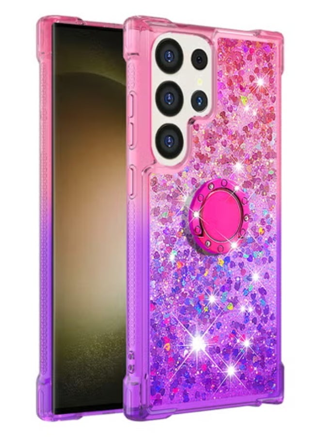 AROAQ For Samsung Galaxy S24 Ultra  Clear Case Glitter for Girls Women, Liquid Sparkle Bling Cute Case with Kickstand Gradient Quicksand Cover for Samsung Galaxy S24 Ultra - Image 4
