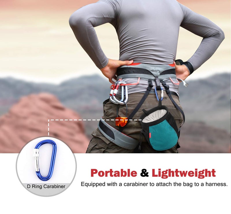 MoKo حقيبة طلاء الصخور MoKo، حقيبة طلاء البلوادر مع حزام قابل للتعديل وكرابينة وسلك سحب لحقيبة الطلاء لتسلق الصخور ورفع الأثقال والجمباز وكروس فيت - أسود وأزرق فاتح - Image 5