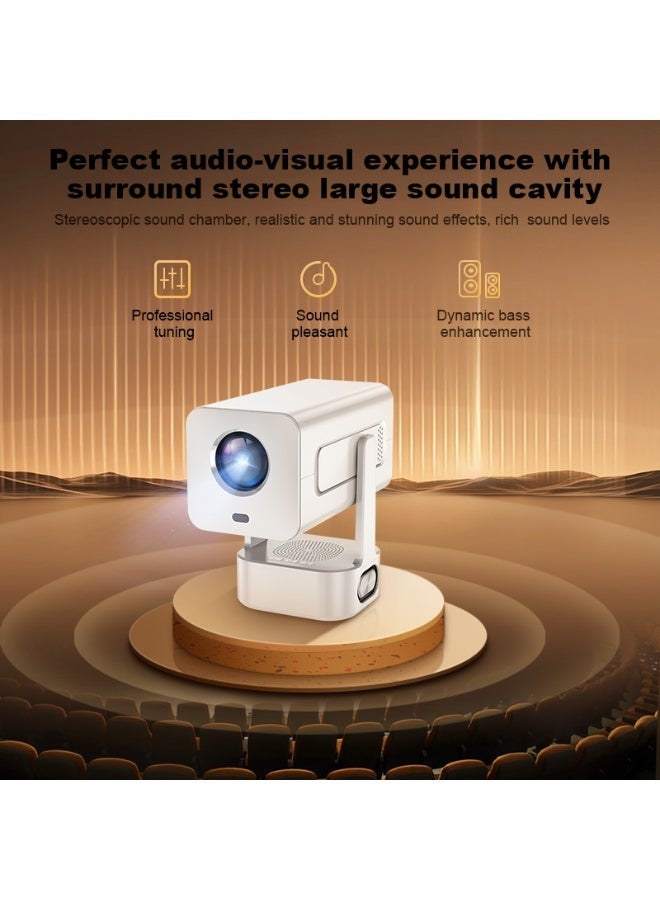 Smart Portable LCD Projector C360, Native 720P, Android 13, Auto Focus and Keystone, 270-Degree Stand, Wi-Fi 6 and Bluetooth 5.0 - White - Image 4