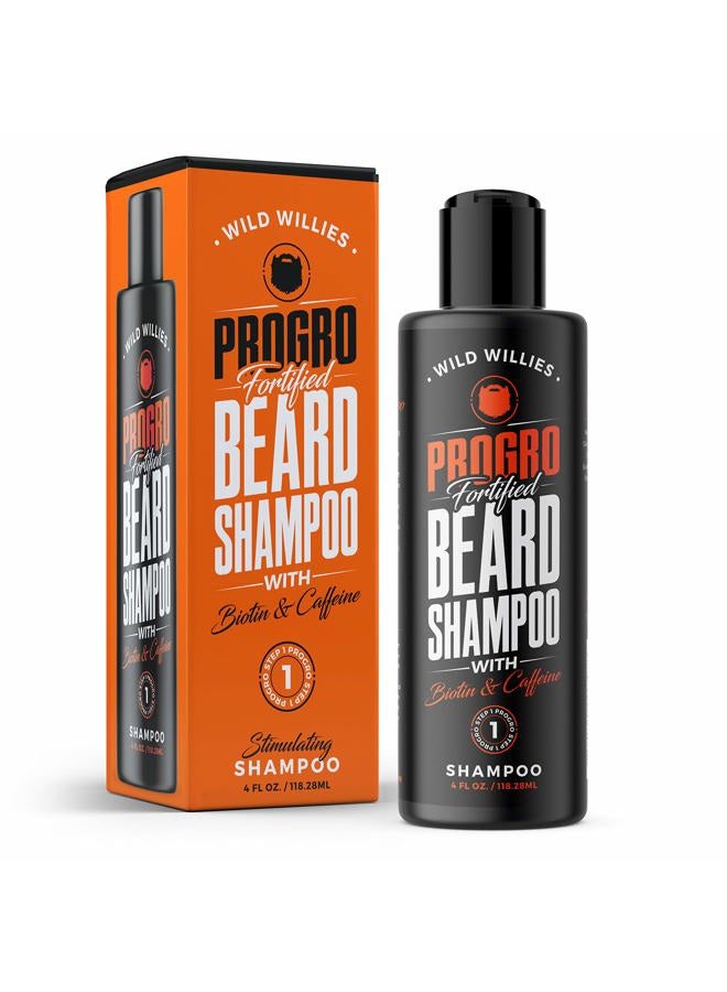 Wild Willies PROGRO Beard Growth & Revitalizing Shampoo with Biotin & Caffeine for Facial Hair Growth, Hydration & Softener, Beard wash for men, 4oz - Image 1