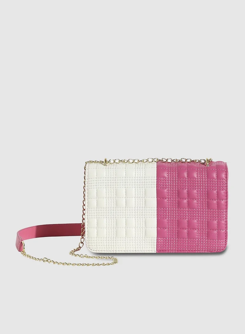 صوص هاوت حقيبة كروس كويلد بلونين أبيض ووردي