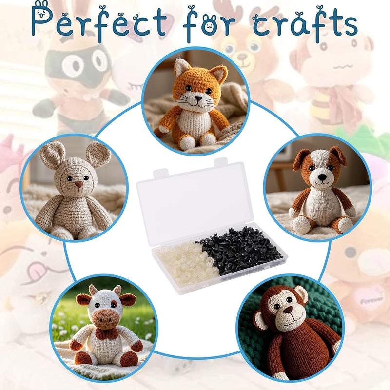 Vanblue Safety Eyes 260PCS 8mm Plastic Black Craft Eyes with Washers Teddy Bear Eyes for Amigurumi Stuffed Animals Crochet Toys Crafts Making Halloween Decorations - Image 4