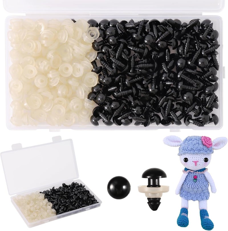 Vanblue Safety Eyes 260PCS 8mm Plastic Black Craft Eyes with Washers Teddy Bear Eyes for Amigurumi Stuffed Animals Crochet Toys Crafts Making Halloween Decorations - Image 1