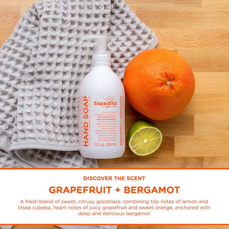 Sapadilla Grapefruit + Bergamot Biodegradable Liquid Hand Soap Pump, 12 Ounce, (Pack of 1) - Image 3