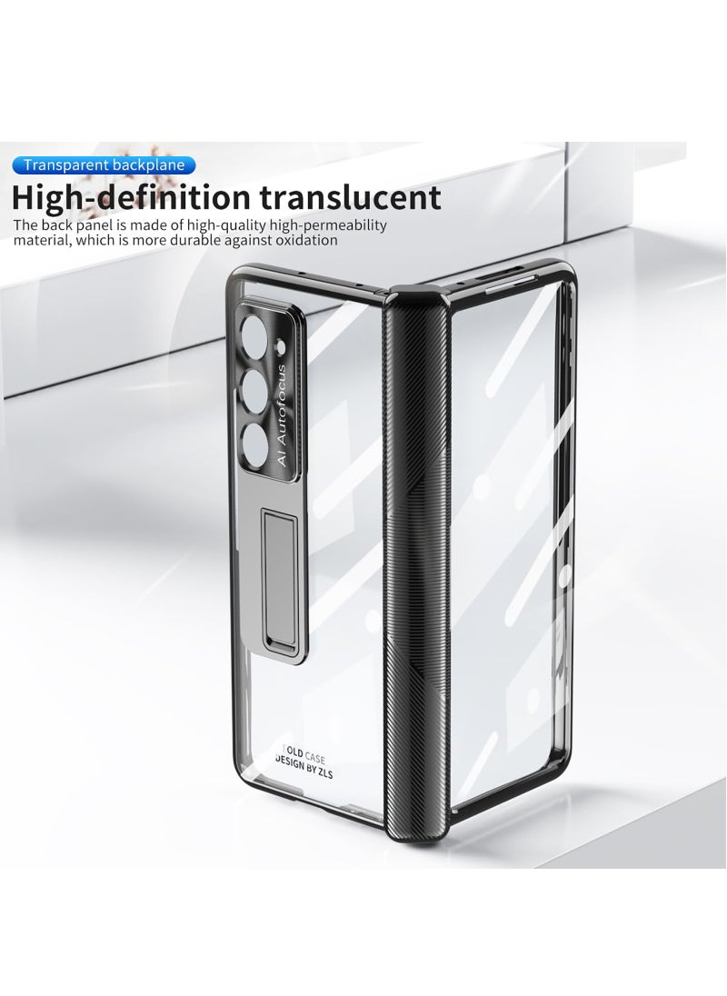 Full Body Cover for Samsung Galaxy Z Fold 5, with Fold Edition Pen and Pen Holder Accessorise, Built-in Screen Protector, Replacement hinge, and Foldable Kickstand Z Fold5 5G Mobile Back Cover Black