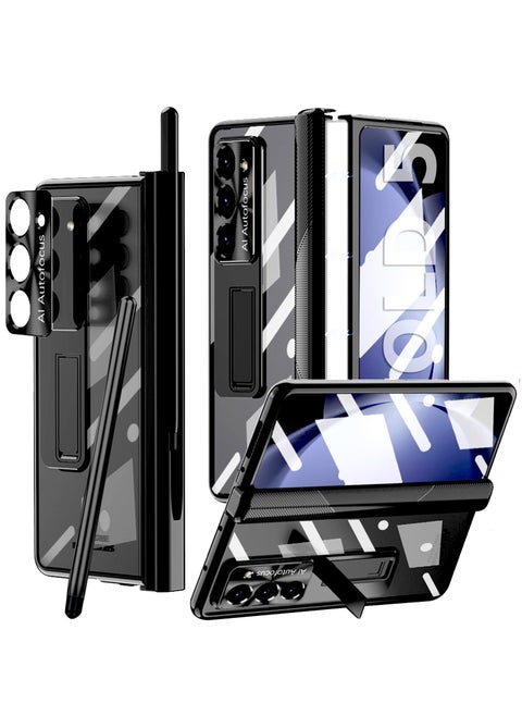 Full Body Cover for Samsung Galaxy Z Fold 5, with Fold Edition Pen and Pen Holder Accessorise, Built-in Screen Protector, Replacement hinge, and Foldable Kickstand Z Fold5 5G Mobile Back Cover Black