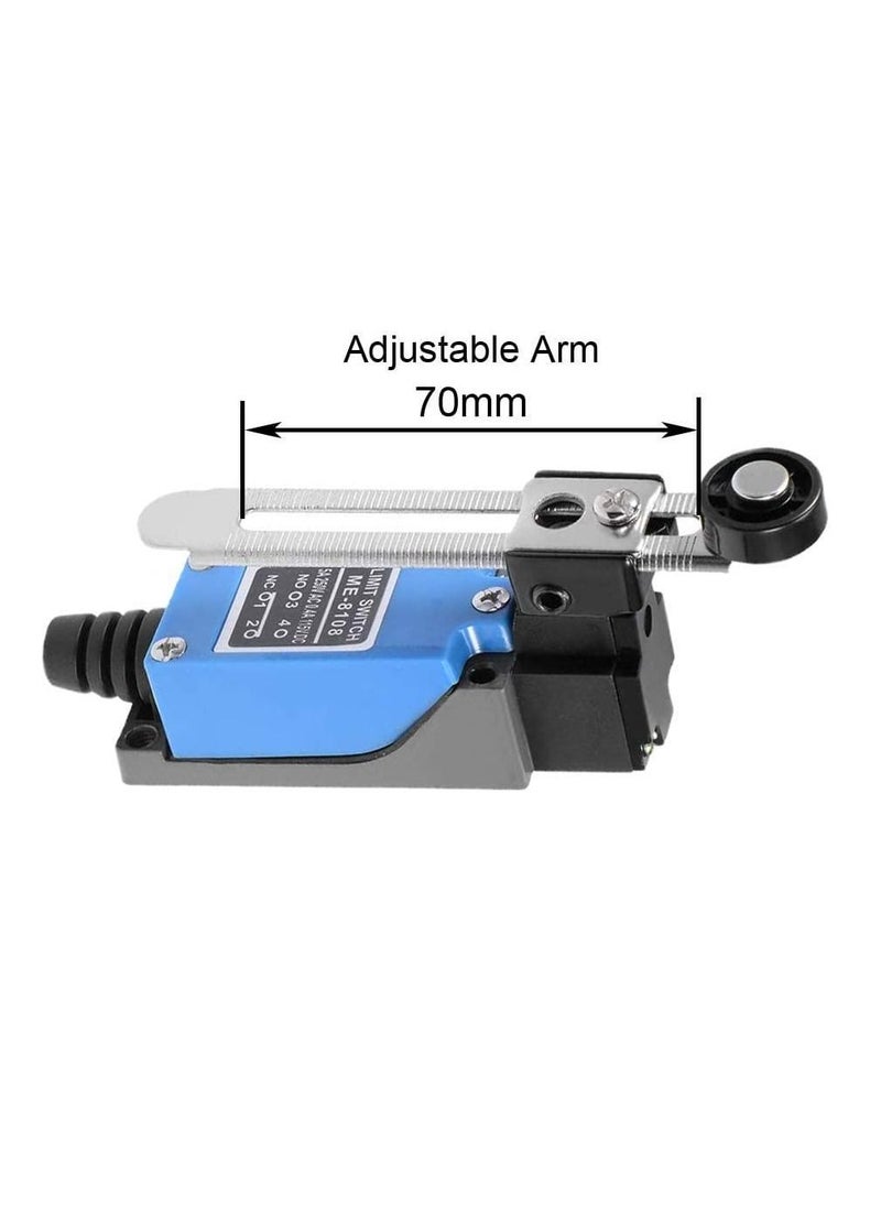 Excefore - ME-8108 Momentary Limit Switch Travel Switch, Adjustable Roller Lever Arm arduino Limit Switch NC-NO CNC Mill Laser Plasma Router (3PCS, ME-8108 Adjustable Long Lever Arm) - Image 1