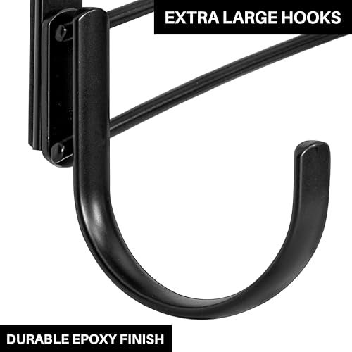 LYNK Professional® Home™ Over Door Hooks Rack - 5 Hook Over Door Hanger - Over Door Towel Rack - Hanging Towels or Clothes - for Bathroom, Bedroom or Laundry Room – Lifetime Ltd. Warranty - Black - Image 4