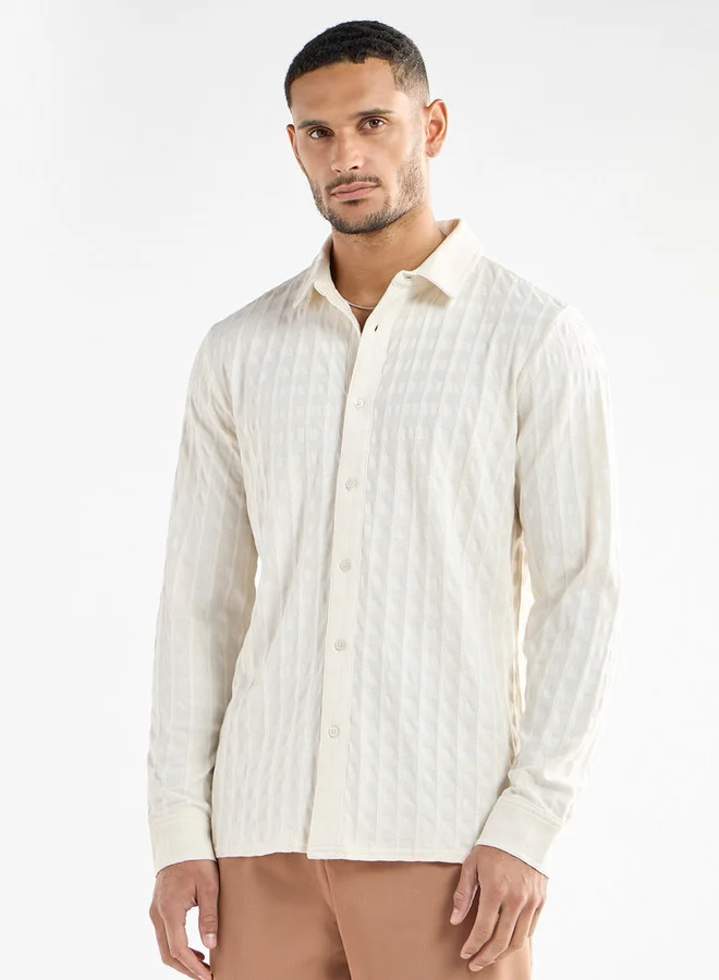 Splash FAV Textured Shirt with Long Sleeves