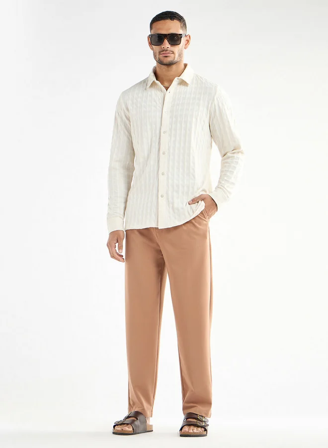 Splash FAV Textured Shirt with Long Sleeves