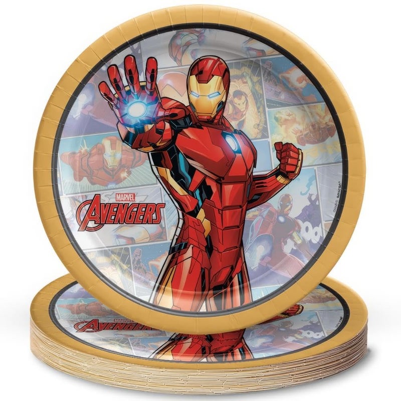 Amscan Round Plates 7 8Pack Vibrant Premium Quality Party Plates Perfect for Parties Events Iron Man