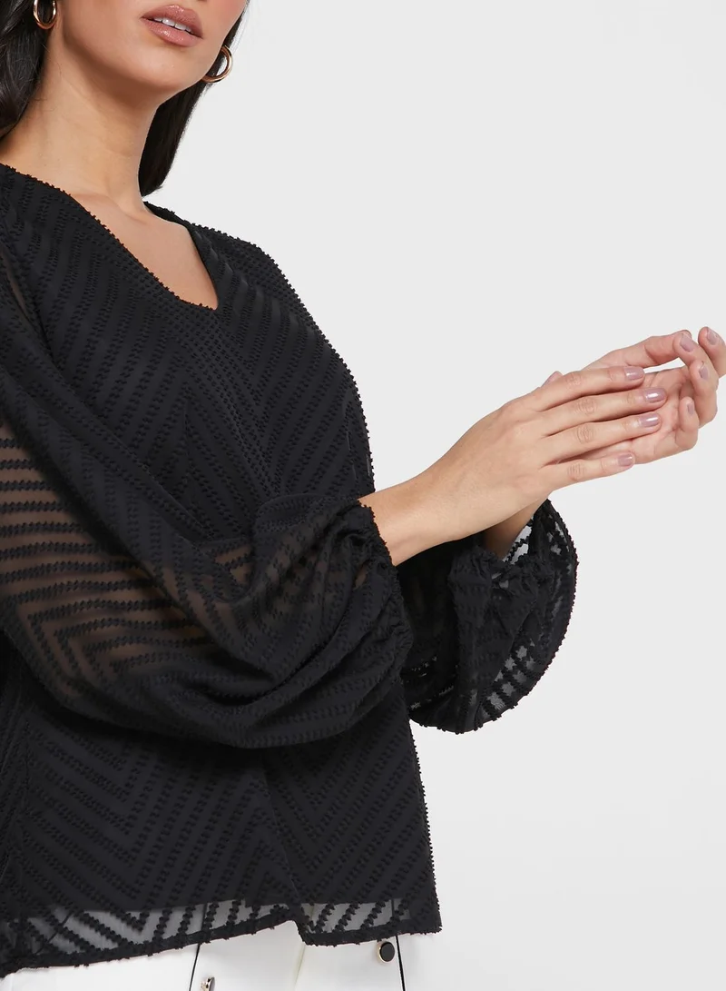ELLA Textured Bishop Sleeve top