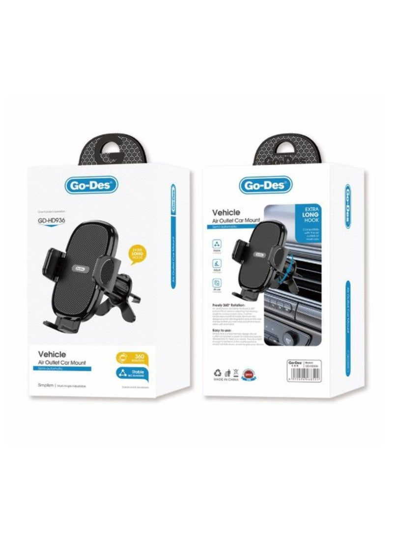 GO-DES Instrument Table Suction Cup Telescopic Vehicle Bracket Multifunctional Locking 360 ° Rotary Horizontal Screen Mobile Phone Holder-Black - Image 3