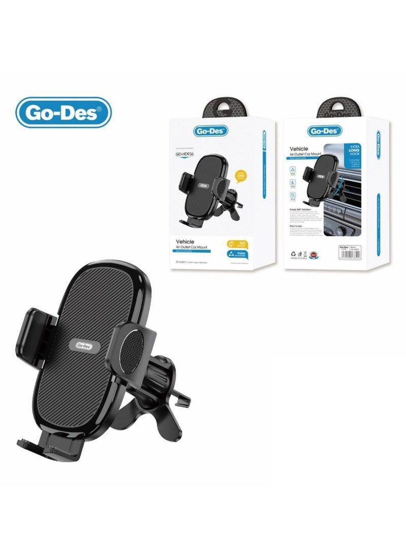 GO-DES Instrument Table Suction Cup Telescopic Vehicle Bracket Multifunctional Locking 360 ° Rotary Horizontal Screen Mobile Phone Holder-Black - Image 2