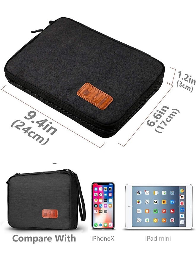 بشكل مختصر حقيبة تنظيم الكابلات للسفر، حقيبة تنظيم إلكترونيات وإكسسوارات الأجهزة، حقيبة إلكترونية محمولة لحمل الكابلات وإكسسوارات الهواتف، حقيبة تخزين لنقل محول طاقة الماك بوك والكابلات وقلم stylus وبطاقة SD والشاحن والماوس وباور بنك ومشغل USB - Image 3