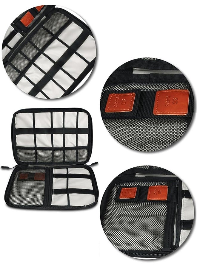 بشكل مختصر حقيبة تنظيم الكابلات للسفر، حقيبة تنظيم إلكترونيات وإكسسوارات الأجهزة، حقيبة إلكترونية محمولة لحمل الكابلات وإكسسوارات الهواتف، حقيبة تخزين لنقل محول طاقة الماك بوك والكابلات وقلم stylus وبطاقة SD والشاحن والماوس وباور بنك ومشغل USB - Image 5