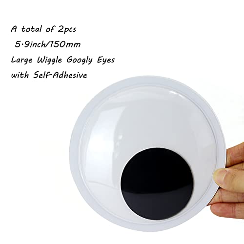 TrlaFy 5.9 Inches Giant Wiggle Eyes with Self Adhesive, Black White Googly Eyes for DIY Crafts Christmas Tree Decoration - Image 5