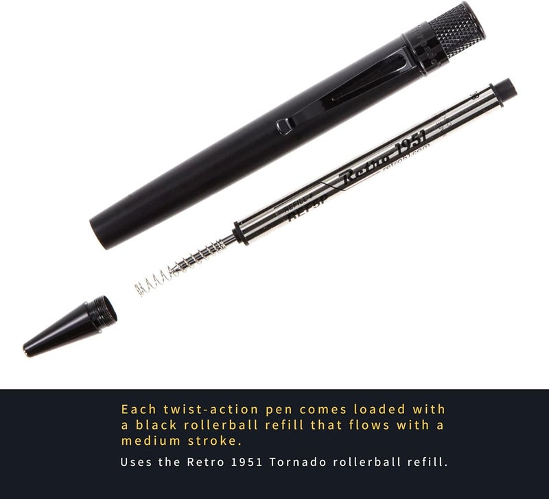 Retro 51 Tornado Deluxe Black Stealth Rollerball Pen - VRR-1701 - Image 4