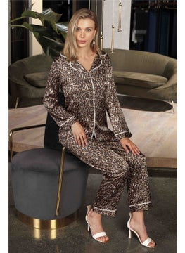 Nurteks 5660B Women's Satin Pajamas Set-Leopard 